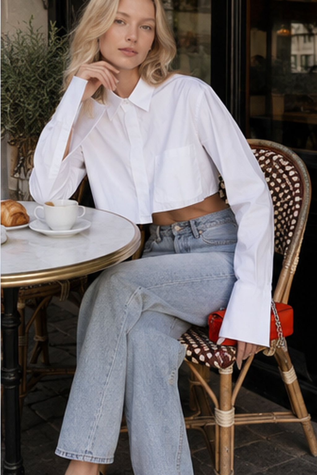 Asymmetrical Cotton Crop Shirt
