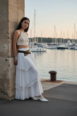 Low Waist Asymmetrical Maxi Skirt
