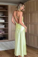 Chic Backless Satin Sling Maxi Dress