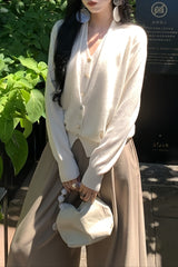 Layered Collar Open Front Knit Top