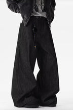 Red Dragon Embroidered Wide Leg Jeans