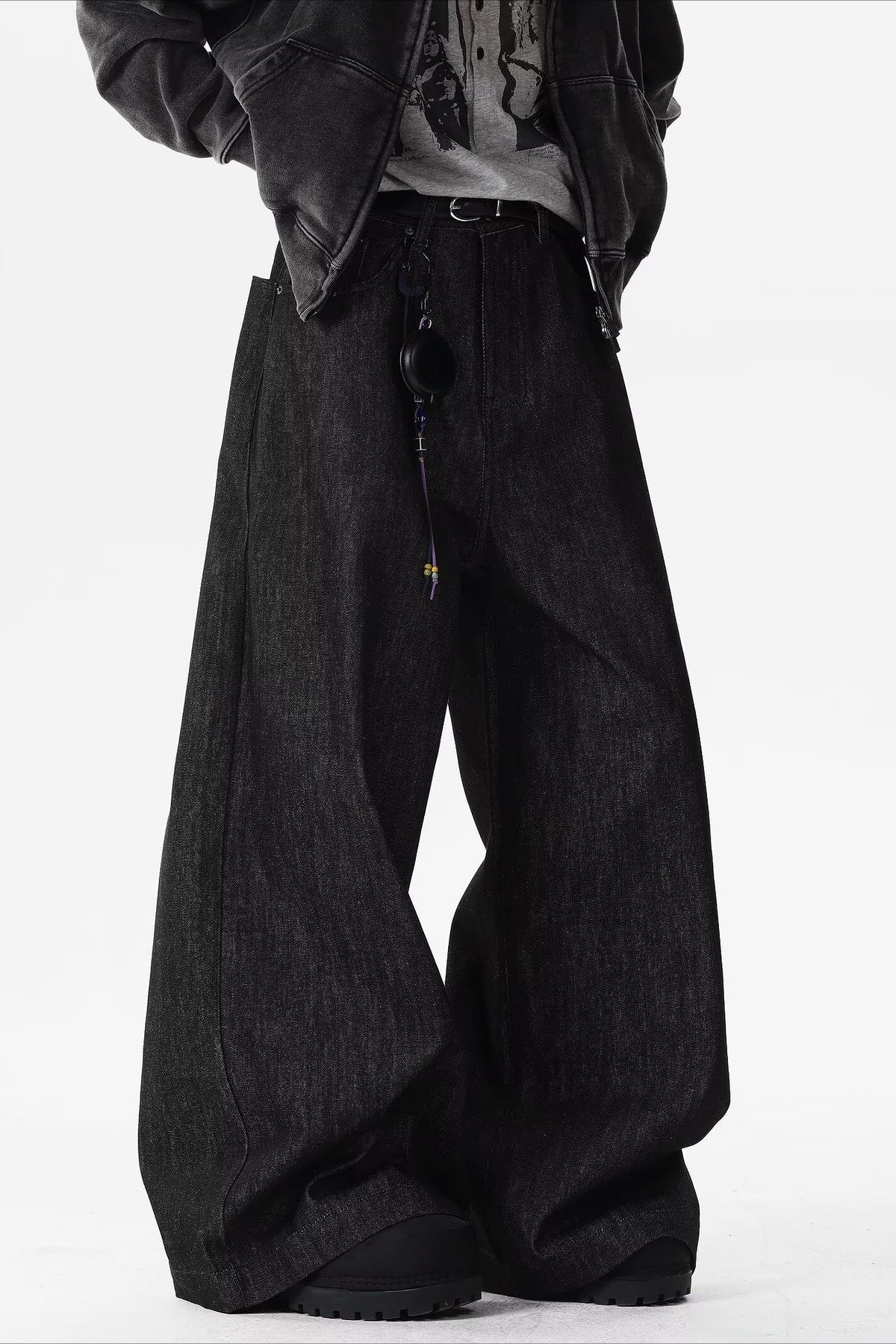 Red Dragon Embroidered Wide Leg Jeans