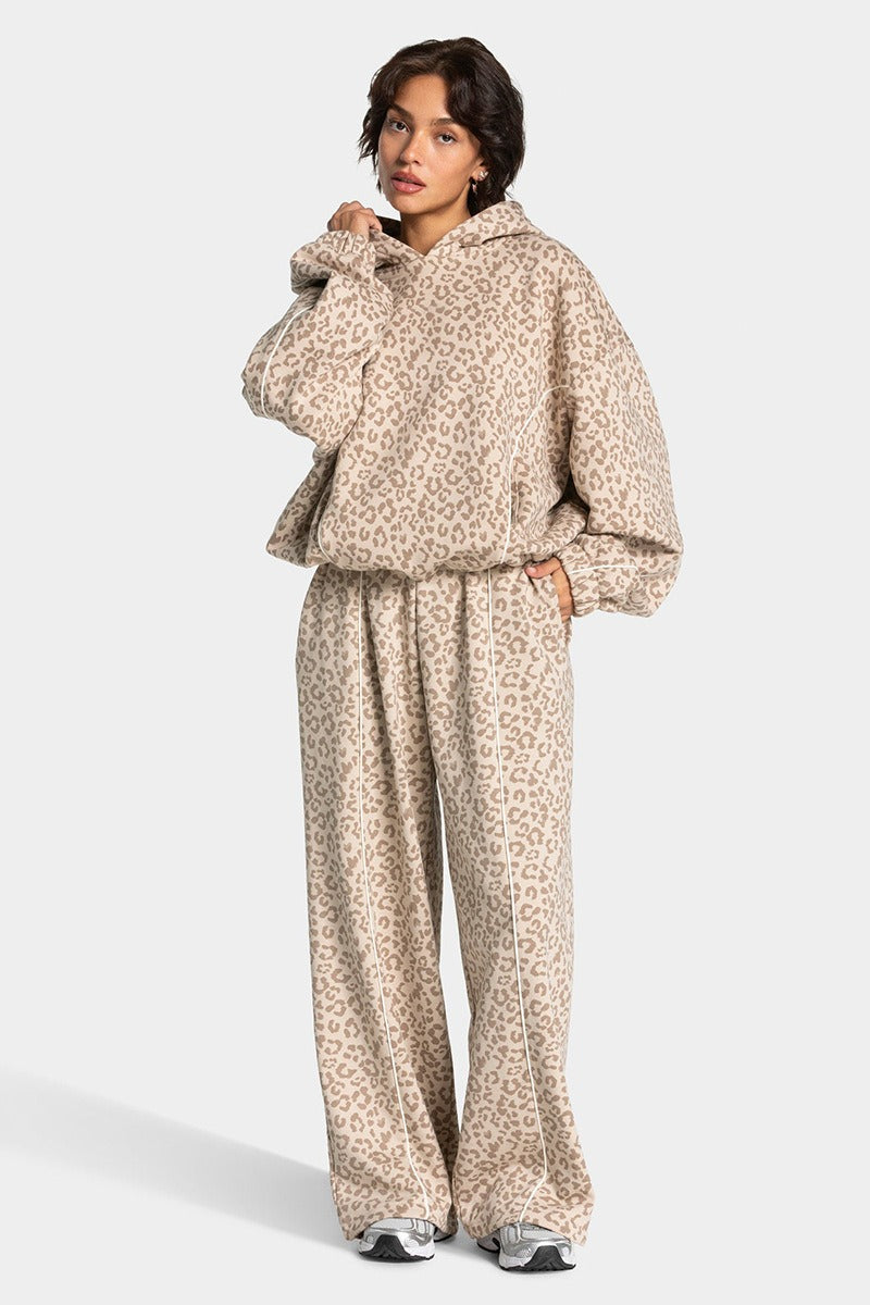 Leopard Hooded Activewear Two-Piece Set