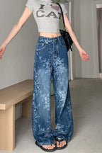 Relaxed Floral Print Palazzo Jeans