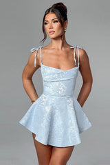 Tie-Waist Backless Cowl Neck Birthday Dress