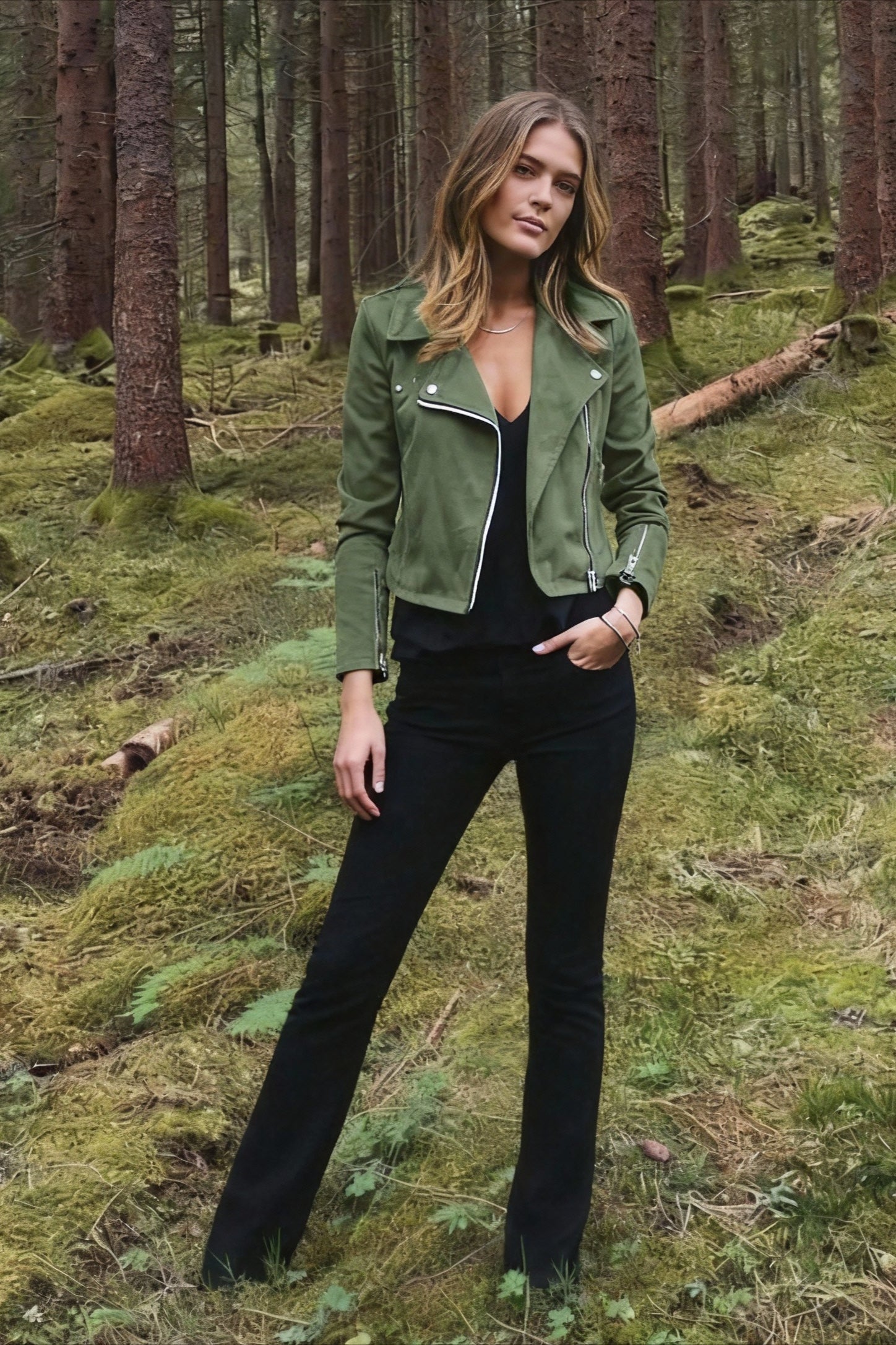 Fashion Solid Color Cool Zipper Jacket Main image