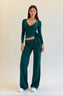 V-Neck Cami Lace-Up Top Pants Three-Piece Set