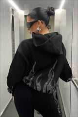 Street Style Flame Zipper Hoodie