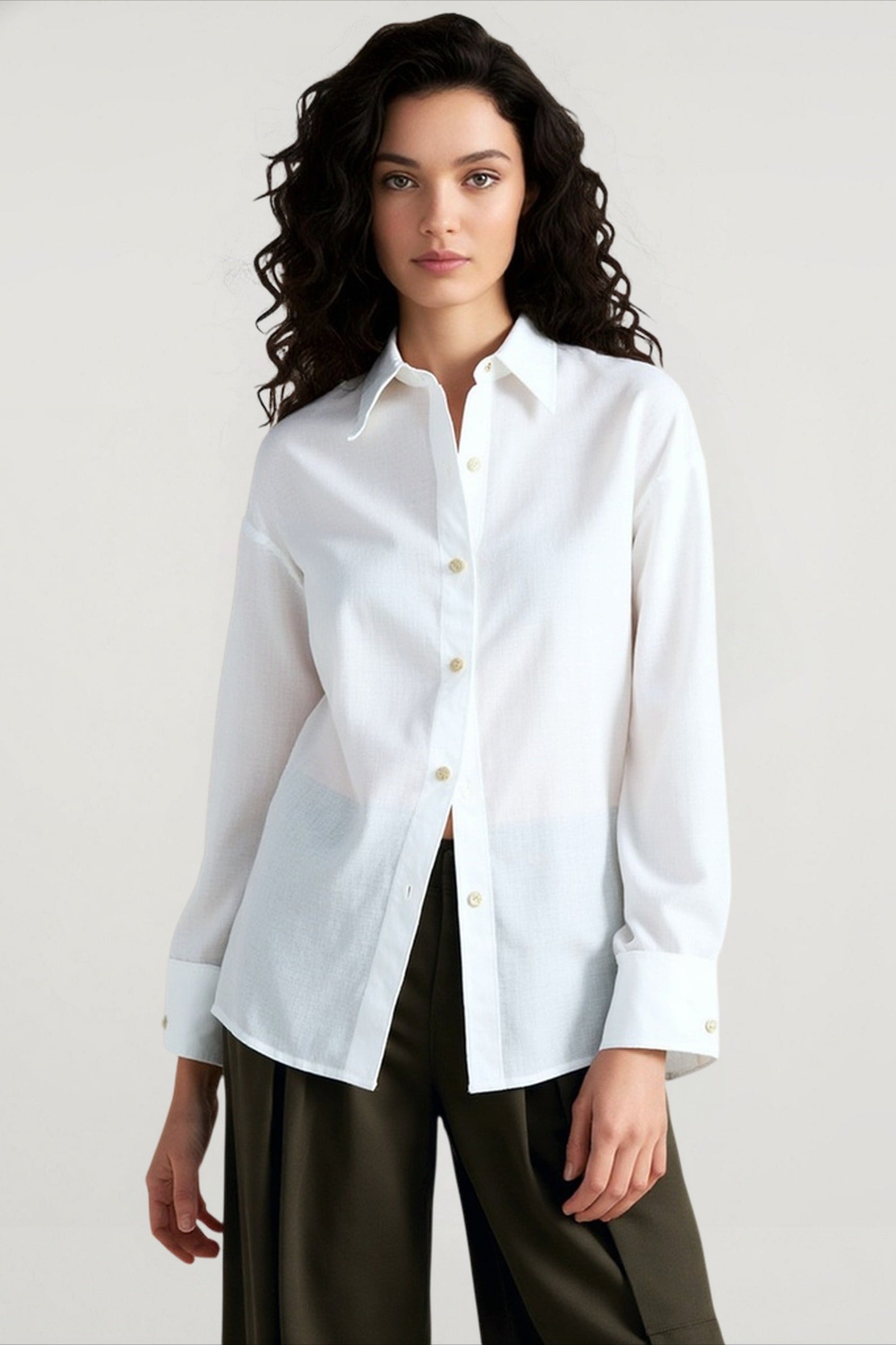 Linen Solid Button Down Blouse Main image