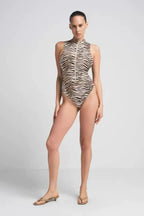 Leopard Print Zipper Front Bodysuit