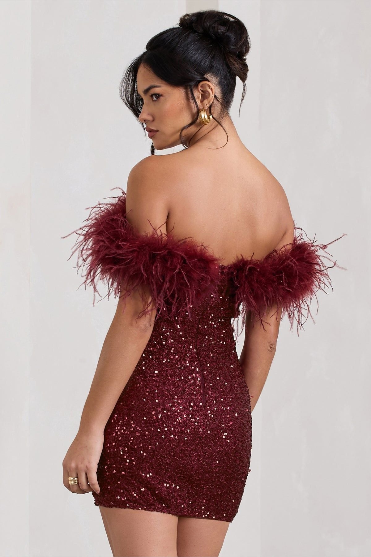 Strapless Feather Sequin Bodycon Chic Cocktail Dress Secondary image