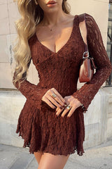 Elegant V Neck Bodycon Lace Dress