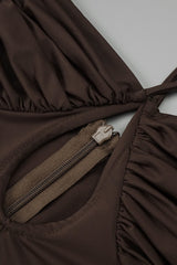 Ruched Backless Maxi Formal Dress