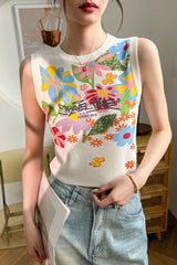 Graffiti Print Sleeveless Tank Top