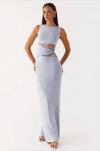 Lace Waist Cutout Sleeveless Maxi Dress