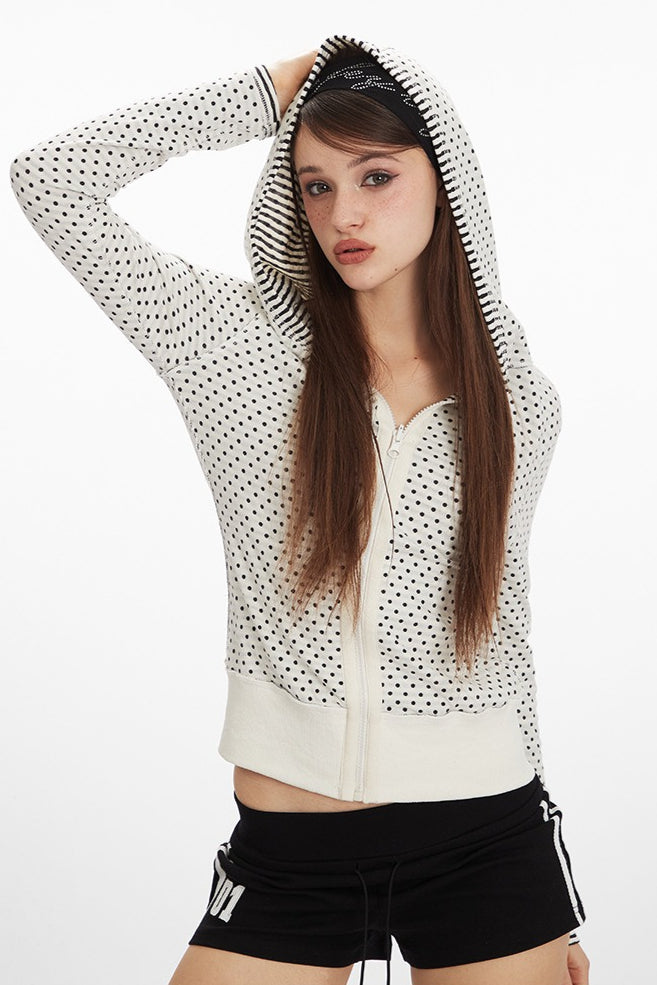 Reversible Striped Cropped Zip Up Hoodie