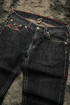 Vintage Embroidered Wide Leg Straight Jeans