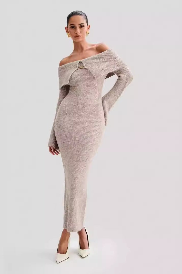 Knit Off Shoulder Fitted Bodycon Dress Main image