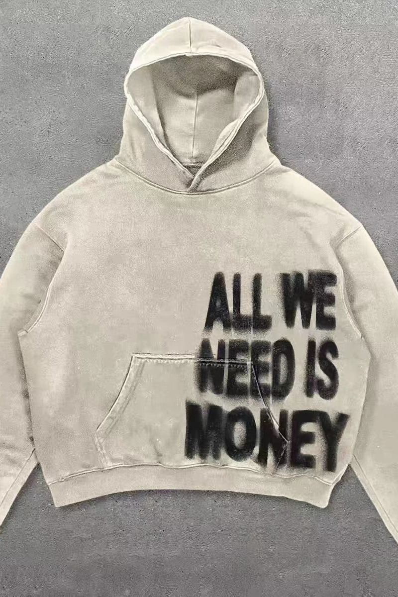 Vintage Letter Graphic Pullover Hoodie