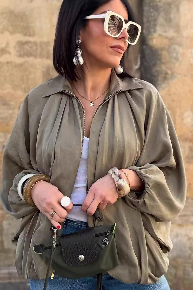 Oversized Puff Sleeve Bomber Jacket Main image