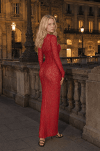 Lace Long Sleeve Crop Top Bodycon Floral Dress Set