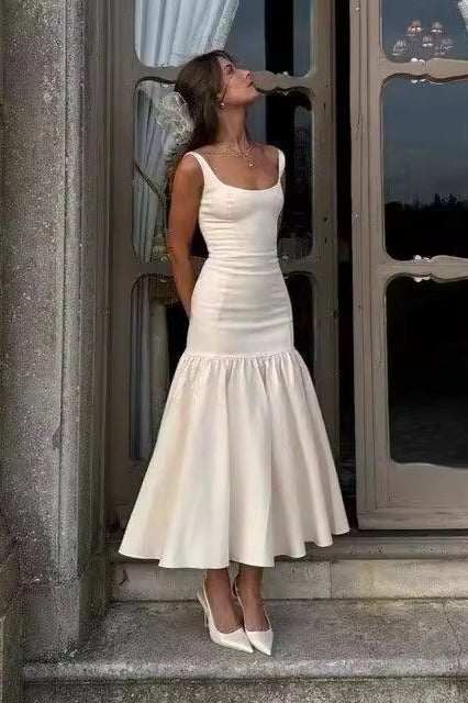 Vintage Sleeveless Square Neck Ruched Cocktail Dress Main image