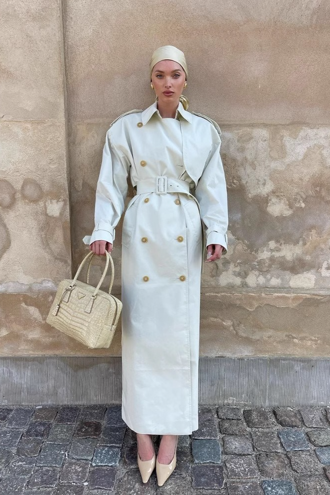 Lapel Belted Waist Elegant Office Overcoat Secondary image