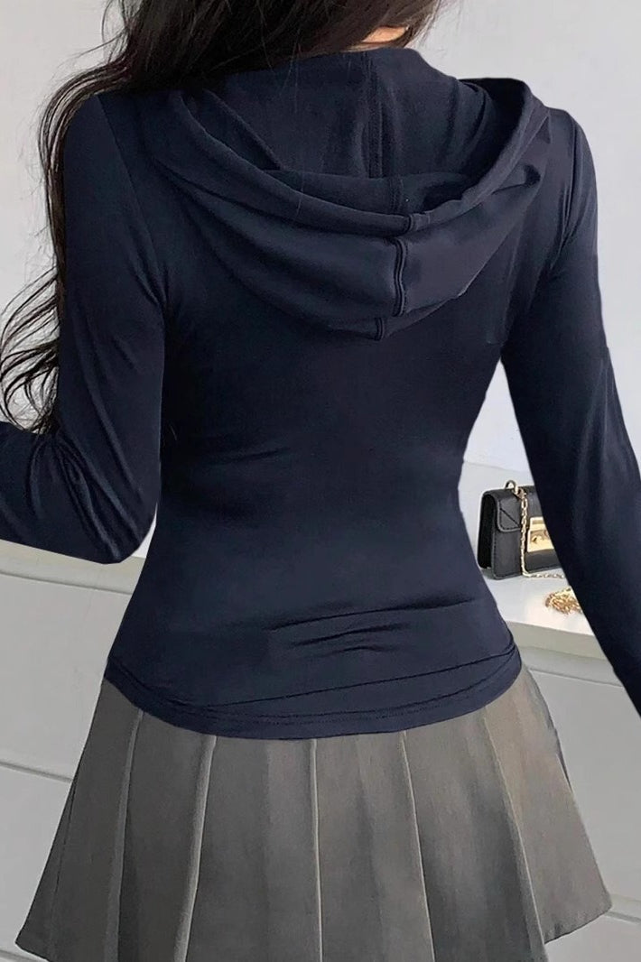 Fitted Zip-Up Cropped Hoodie Secondary image