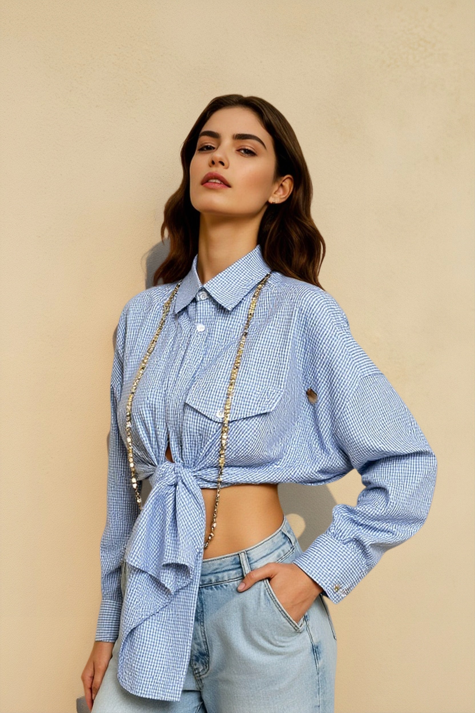 Back Stripe Button Detail Blouse Secondary image