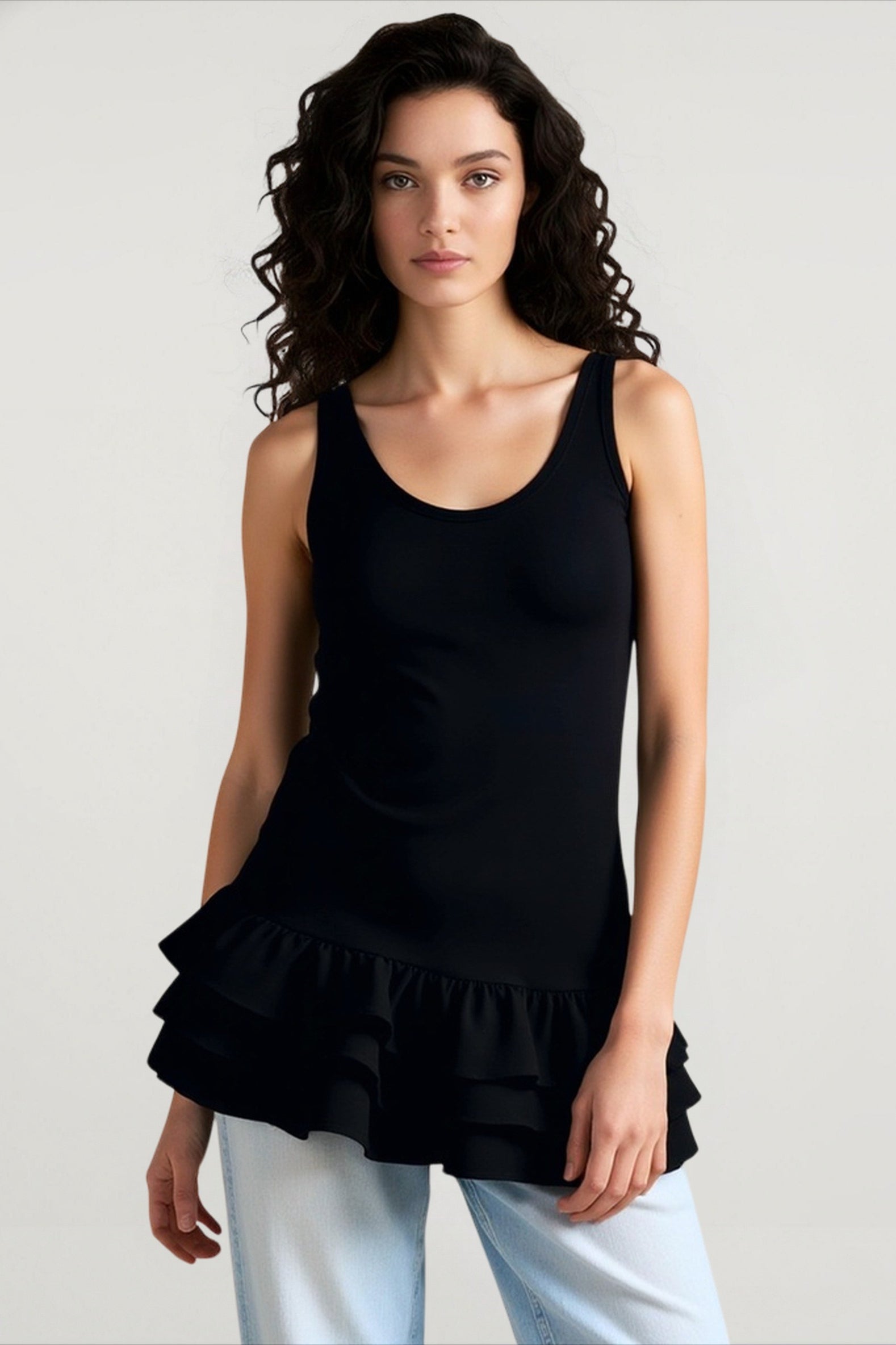 Black Tiered Hem Cami Top Secondary image