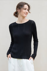 Lyocell Wool Side Slit Knit Top