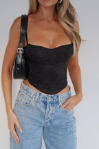 Lace-Up Bandeau Strap Crop Top