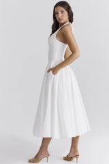 Draped Halter Maxi Party Dress