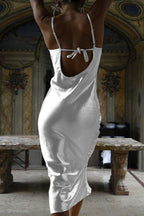 Draped Low Back Slip Dress