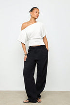 Batwing Sleeve Off-Shoulder Fitted Crop Top