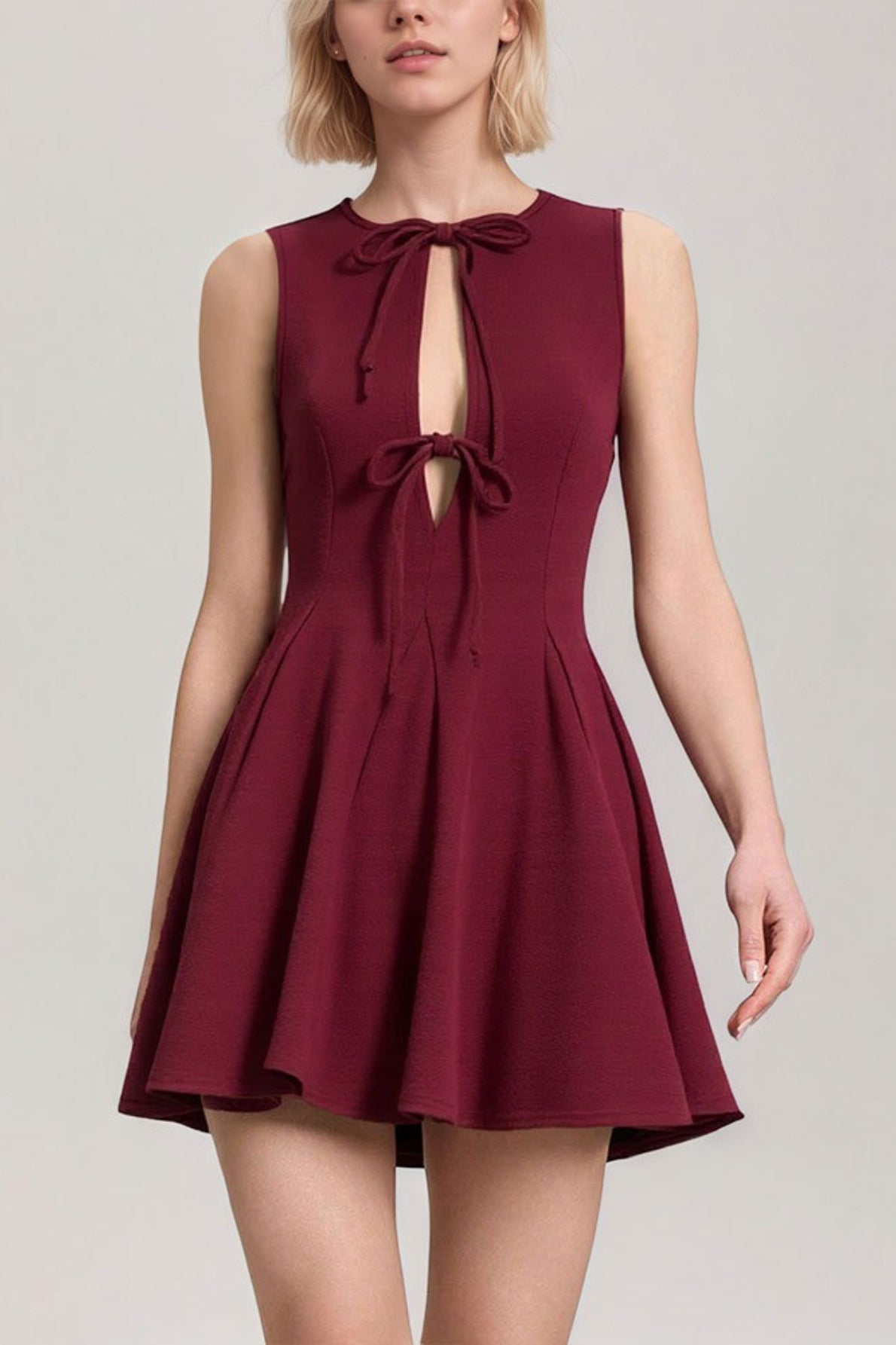 Ruched Corset Bow Detail Sleeveless Mini Dress Main image