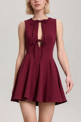 Ruched Corset Bow Detail Sleeveless Mini Dress