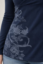 Floral Wrap V-Neck Retro Blouse