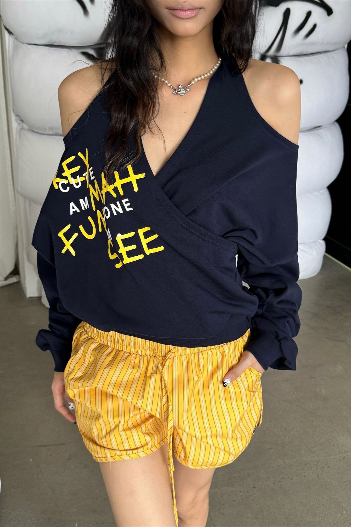 Asymmetric Off-Shoulder Loose Fit Sweatshirt Secondary image