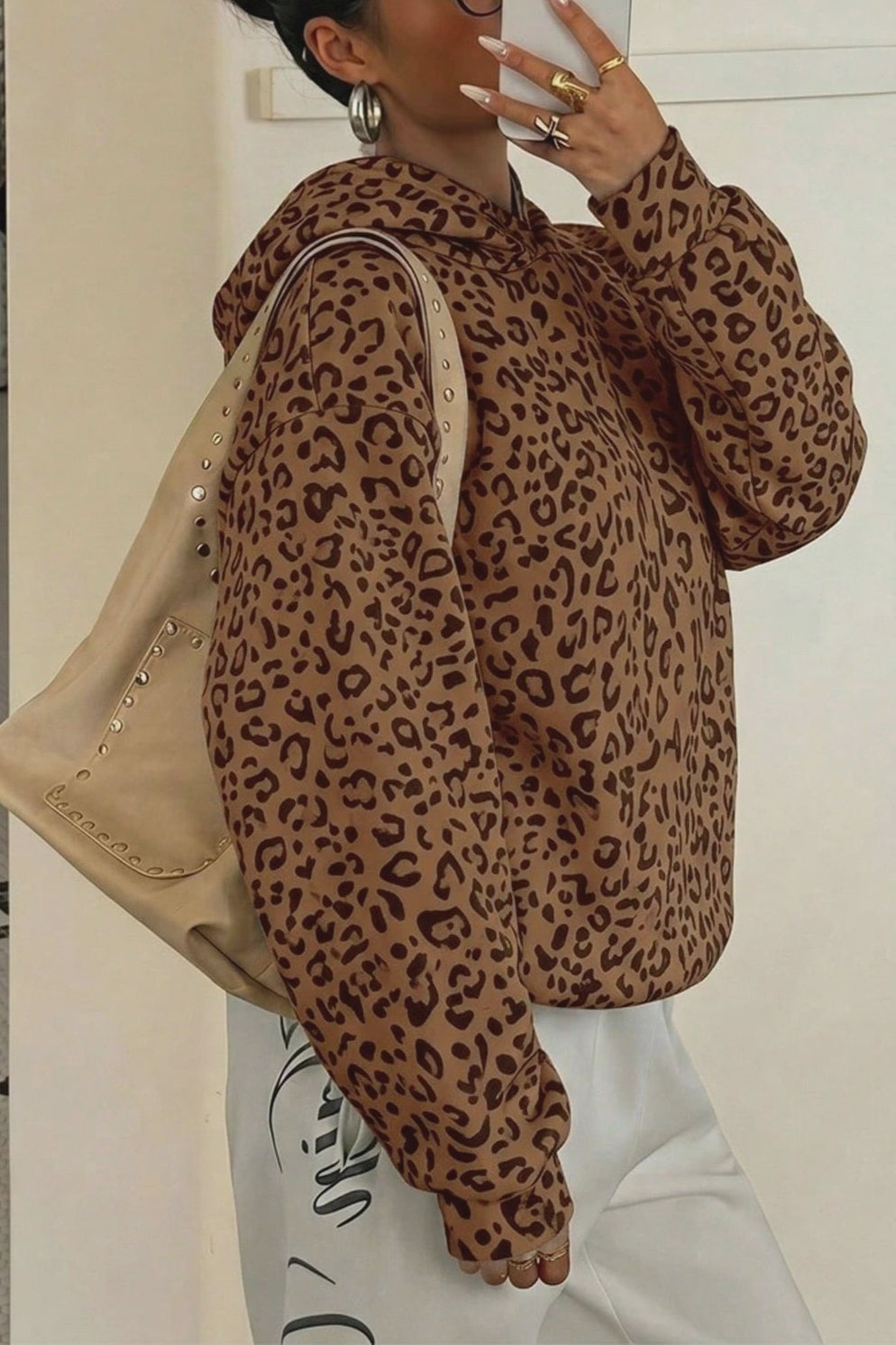 Leopard Print Oversized Pullover Hoodie Secondary image