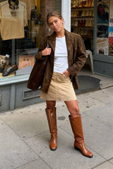 Chic Elegant Fashion Stylish Long Sleeve Brown Suede Jacket