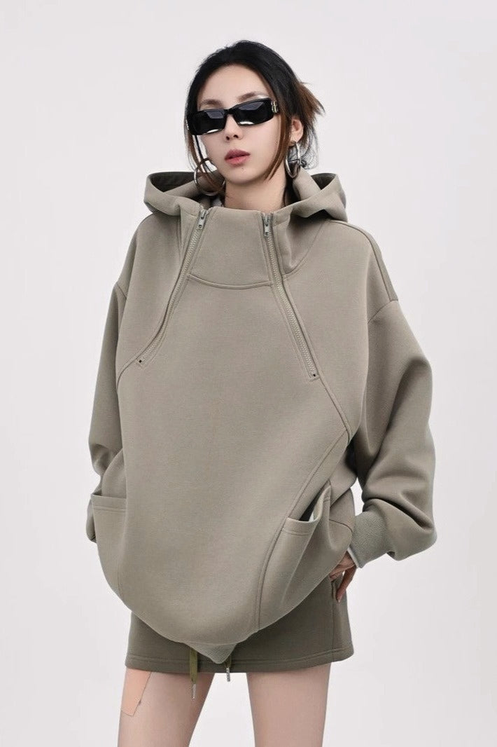 Oversized Hooded Sweatshirt with Side Zipper Hoodie Main image