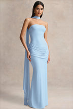 Halter Strapless Backless Tie Maxi Dress