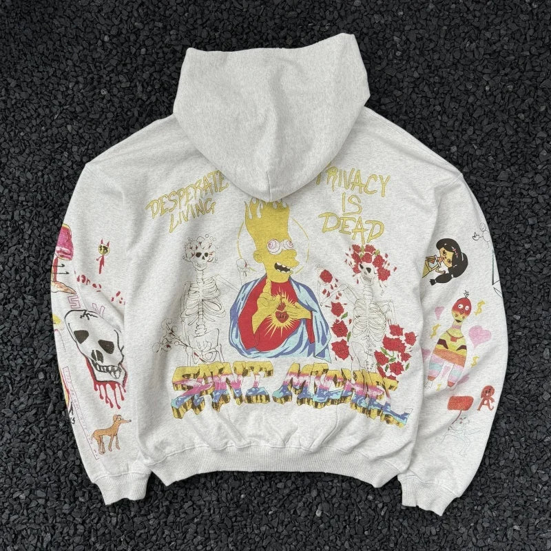 Graffiti Print Distressed Pullover Hoodie Secondary image