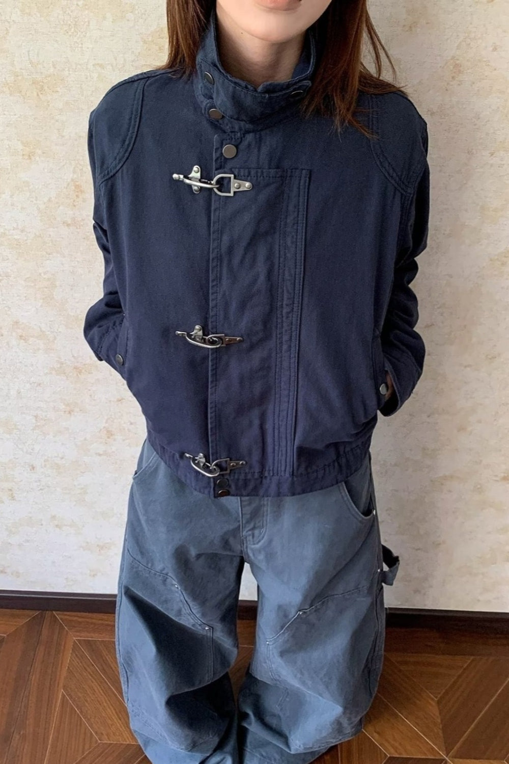 Toggle Buckle High Collar Utility Jacket Secondary image