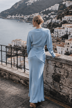 Solid Satin Cinched Waist Skirt Set