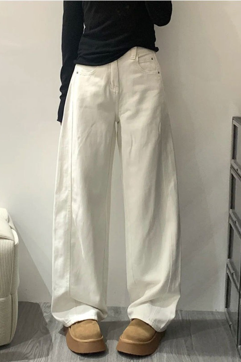 Curved Hem Straight Leg Wide Leg Jeans Main image
