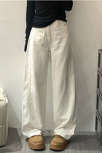 Curved Hem Straight Leg Wide Leg Jeans