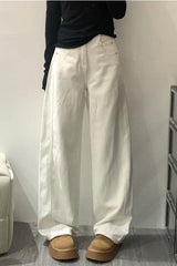 Curved Hem Straight Leg Wide Leg Jeans
