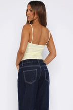 Solid Lace Panel Fitted Cami Top